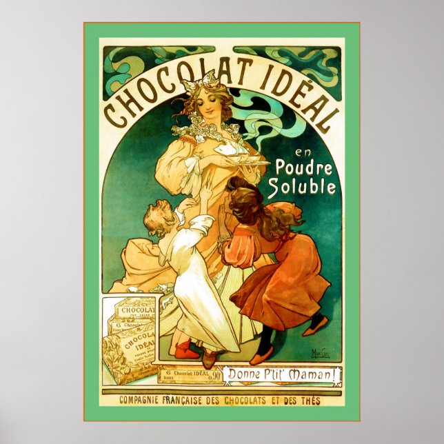 Póster Chocolat Alphonse Mucha ~ Vintage Ad (Frente)