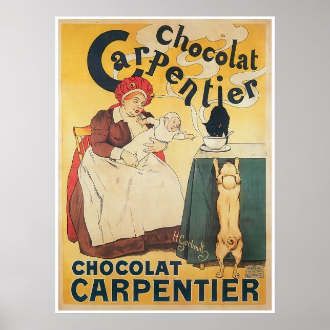 Póster Chocolate Carpentier Vintage Chocolate Quente Arte (Frente)