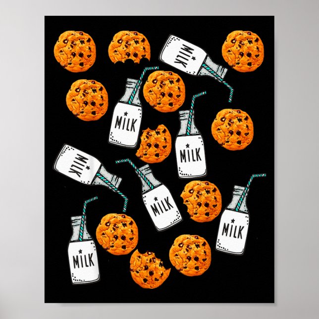 Poster Chocolate Chip Cookies And Milk Funny Costume  (Frente)