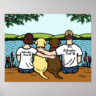 Póster Chocolate e pais amarelos de Labradors