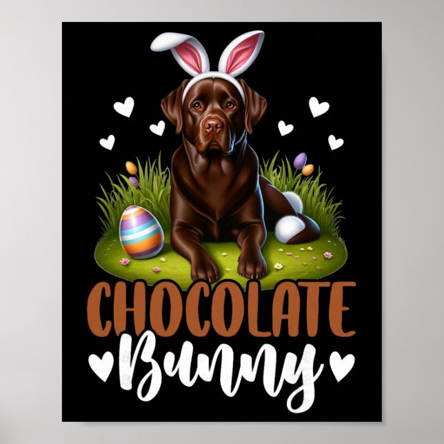 Poster Chocolate Labrador Bunny Páscoa Divertida  (Frente)