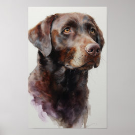 Poster Chocolate labrador retriever watercolor