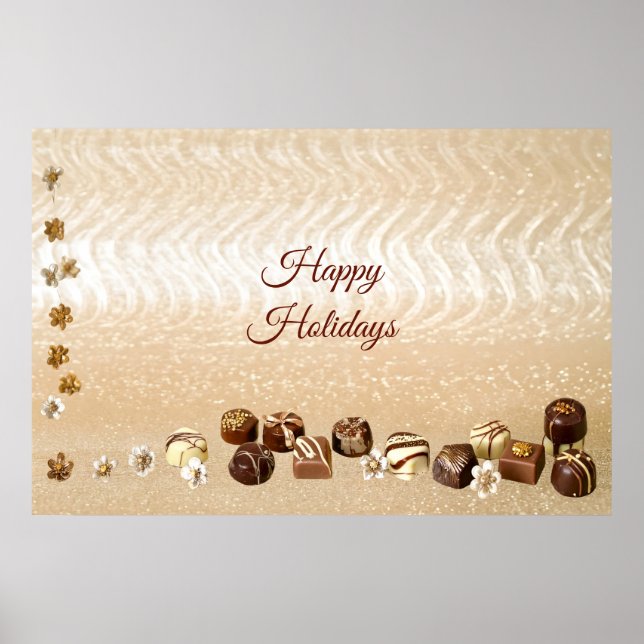 Poster Chocolates Sortidos com Flores Decorativas Cartaz (Frente)
