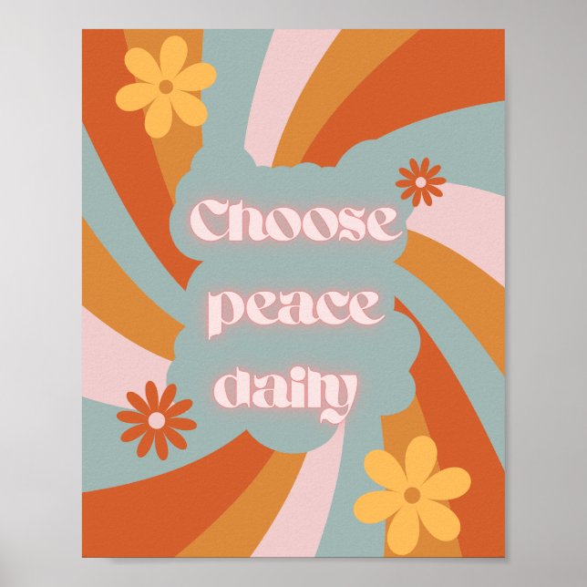 Poster Choose Peace Daily – Minimalist Motivational desig (Frente)