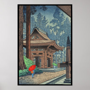 Póster Chova no hanga da canela de Asano Takeji do templo