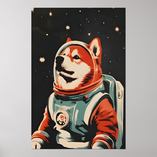 Poster Chow Chow Astronaut Poster, Chow Chow Retro Print (Frente)
