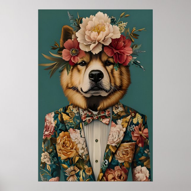 Poster Chow Chow In Suit Poster, Chow Chow Portrait, Chow (Frente)