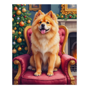 Póster Chow Chow Real por Grande Árvore de Natal de Natal