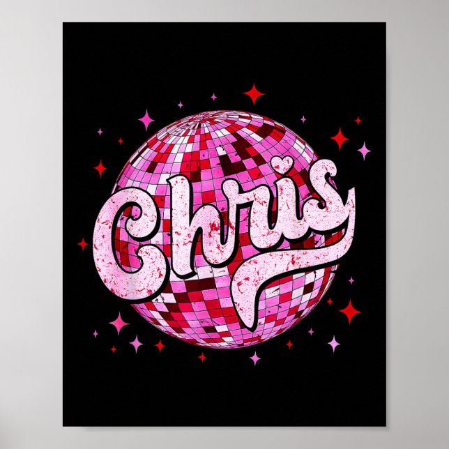 Poster Chris Groovy Primeiro Nome D Eu Amo Camisetas Chri (Frente)