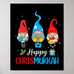 Poster Chrismukkah Gnomos Feliz Natal E Feliz Hanuk