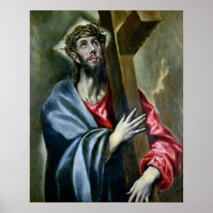 Póster Christ Clasping the Cross, 1600-10 (oil on canvas)