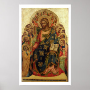 Poster Christ Enthroned with Saints and Angels Handing th
