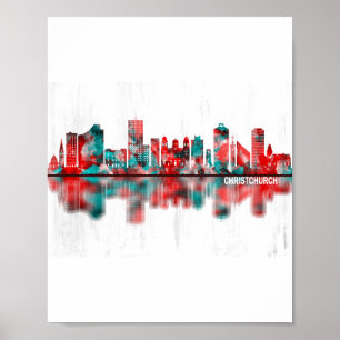 Poster Christchurch New Zealand Skyline