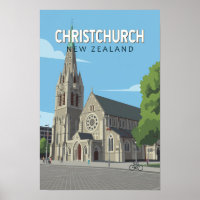 Christchurch Nova Zelândia Ilustração Arte de Viag