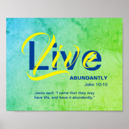 Poster Christian ABUNDANT LIFE Inspiração Citação VERDE