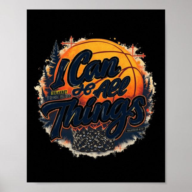 Poster Christian Basketball Faith Over Fear Philippians 4 (Frente)