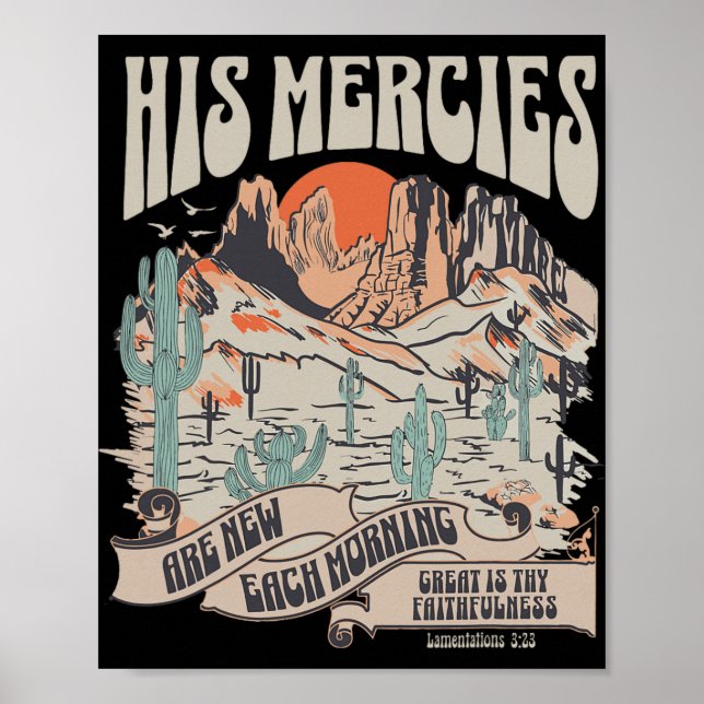 Poster Christian Bible Verse His Mercies Are New Each Mor (Frente)