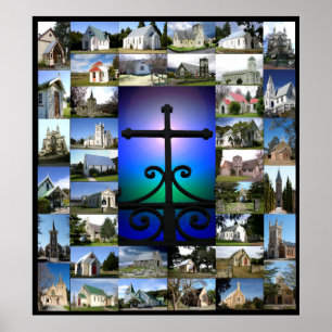 Póster Christian Church Collage