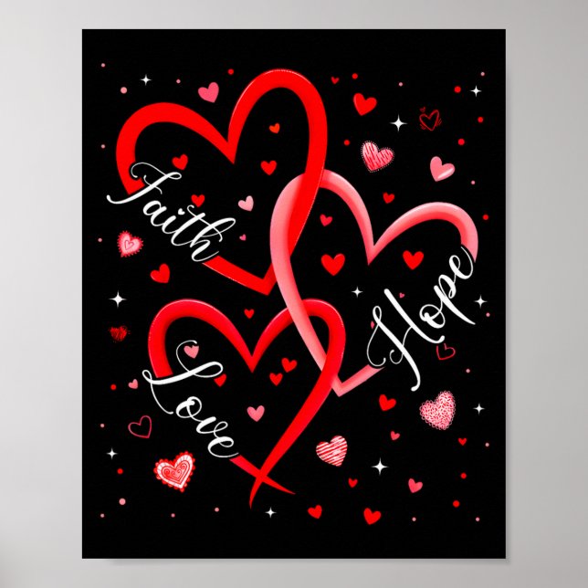 Poster Christian Faith Hope Love Hearts Religious Valenti (Frente)