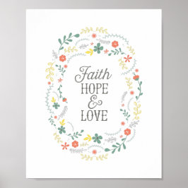 Poster Christian Faith Hope Love Wreath Scripting