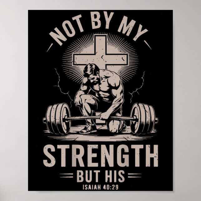 Poster Christian Gym Não Pela Minha Força, Mas A Sua Boca (Frente)