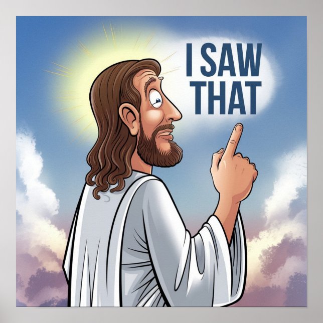 Poster Christian Jesus está te vigiando, Jesus, eu vi que (Frente)