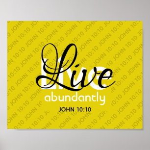 Poster Christian JOHN 10:10 VIVE ABUNDANTEMENTE amarelo