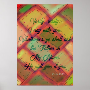 Poster Christian King James Bíblia Verse John 16:23