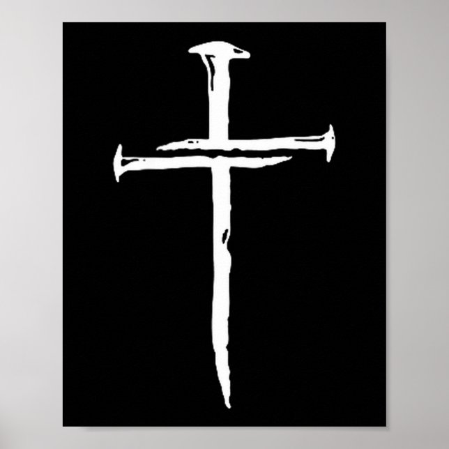 Poster Christian Minimalist Three Nails Cross Religious J (Frente)