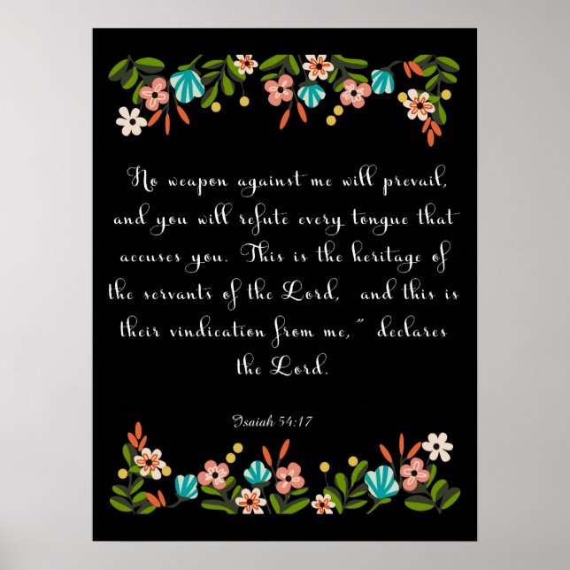Póster Christian Quote Art - Isaiah 54:17 (Frente)