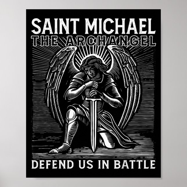 Poster Christian Saint Michael Catholic Saint Defend Us I (Frente)