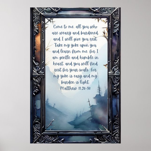 Poster Christian Santa Bíblia Verse Matthew 11:28-30 (Frente)