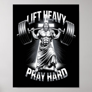 Poster Christian Workout Erga Pesada Duro de Reze Gym Bod