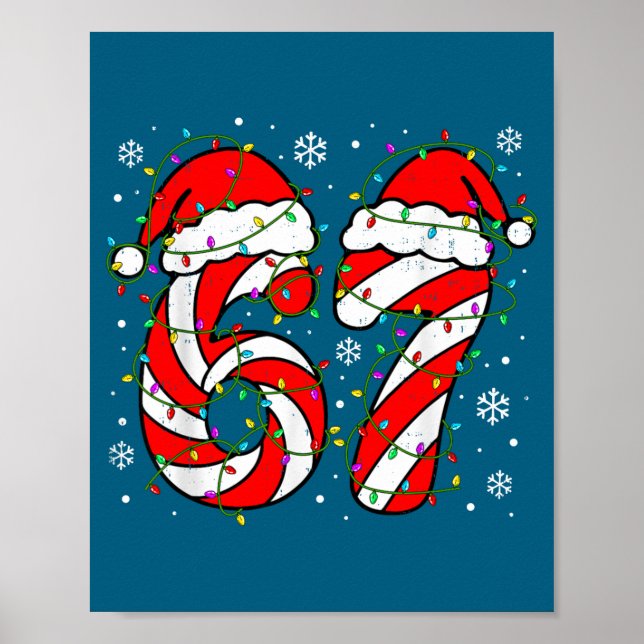 Poster Christmas 67 Candy Cane Six Seven Meme Lights Sant (Frente)