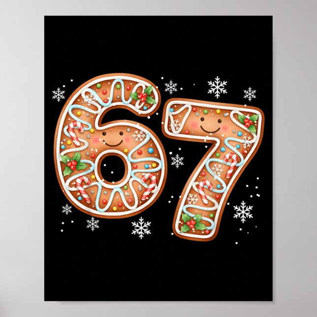 Poster Christmas 6 7 Six Seven Funny 67 Meme Gingerbread  (Frente)