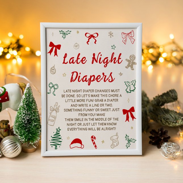 Poster Christmas Baby Shower Late Night Diapers  (Criador carregado)