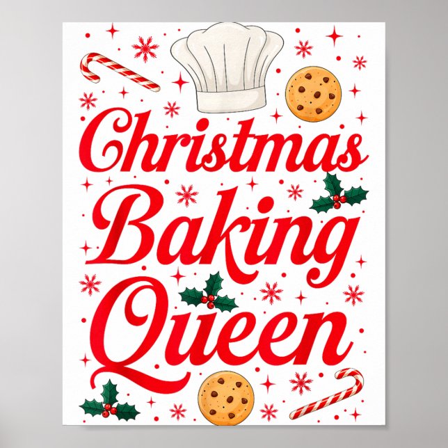 Poster Christmas Baking Queen Funny Xmas Cookie Lover Wom (Frente)