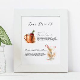Poster Christmas Bar Signs | Watercolor Cocktails