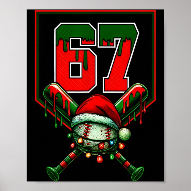 Poster Christmas Baseball Drip Number 67 Player Or 67th B (Frente)