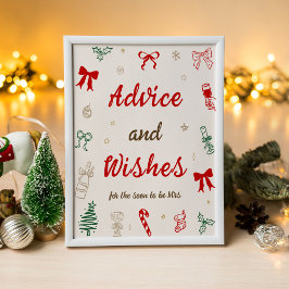 Poster Christmas Bridal Shower Advice and Wishes