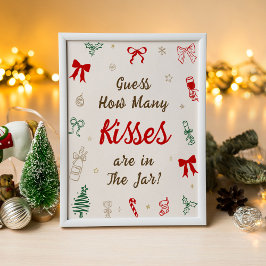 Poster Christmas Bridal Shower Guess How Many Kisses