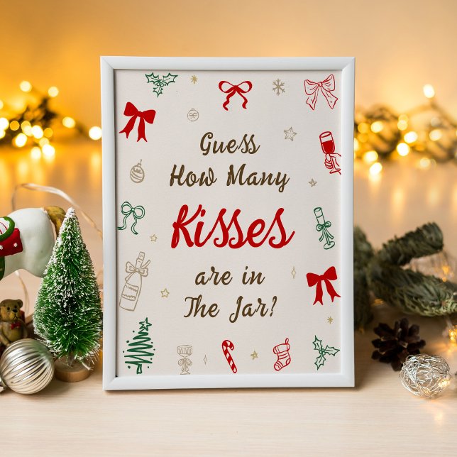 Poster Christmas Bridal Shower Guess How Many Kisses (Criador carregado)
