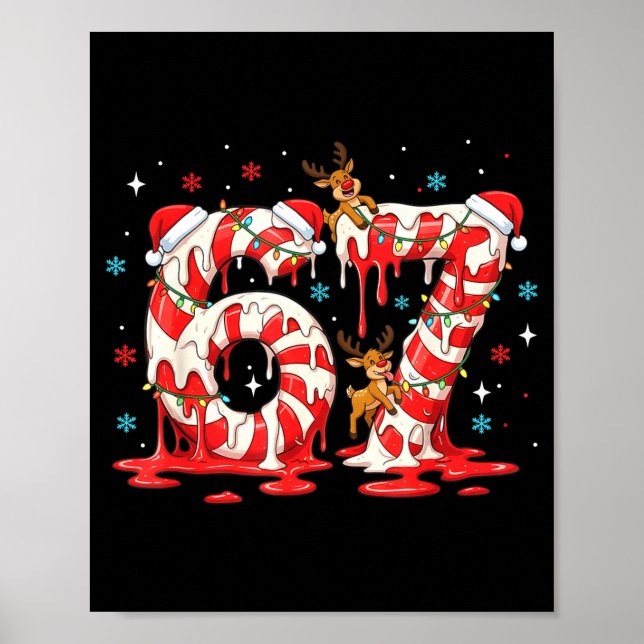 Poster Christmas Candy Cane 67 Meme Six Seven Funny Boys  (Frente)