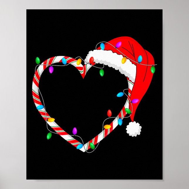Poster Christmas Candy Cane Heart Funny Love Candy Men Wo (Frente)