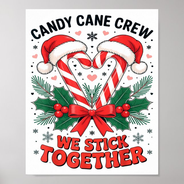 Poster Christmas Candy Cane Heart Holiday Family Matching (Frente)