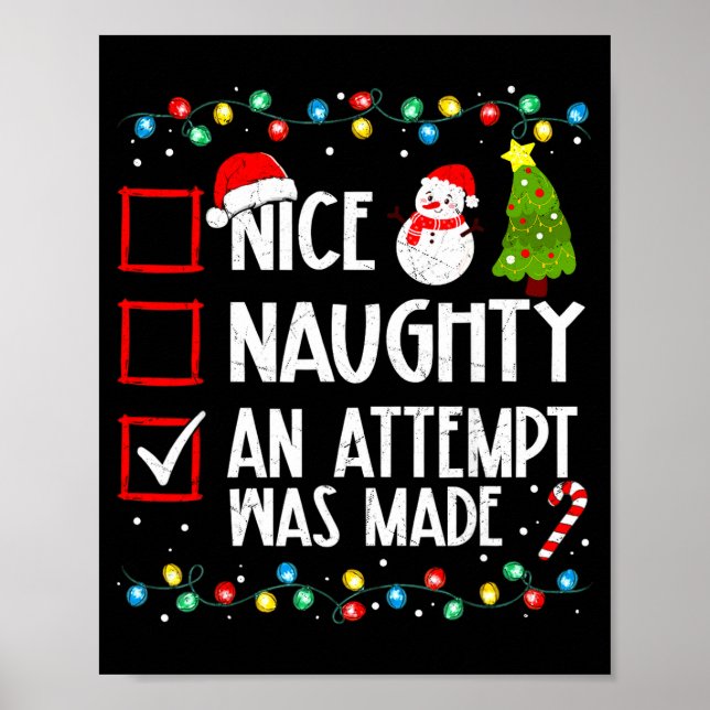 Poster Christmas Checklist Naughty Nice An Attempt Was Ma (Frente)