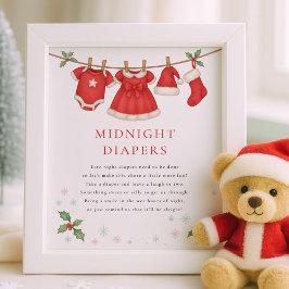 Poster Christmas Clothesline Midnight Diaper Baby Shower