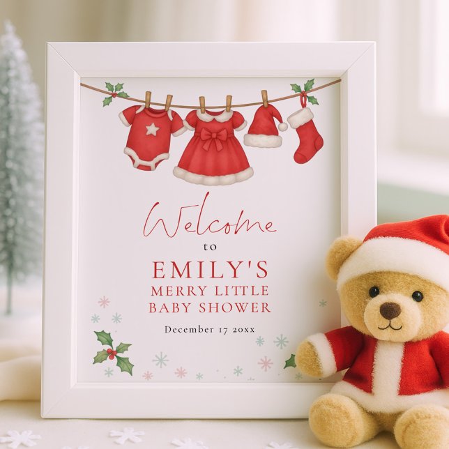 Poster Christmas Clothesline Welcome Baby Shower (Criador carregado)