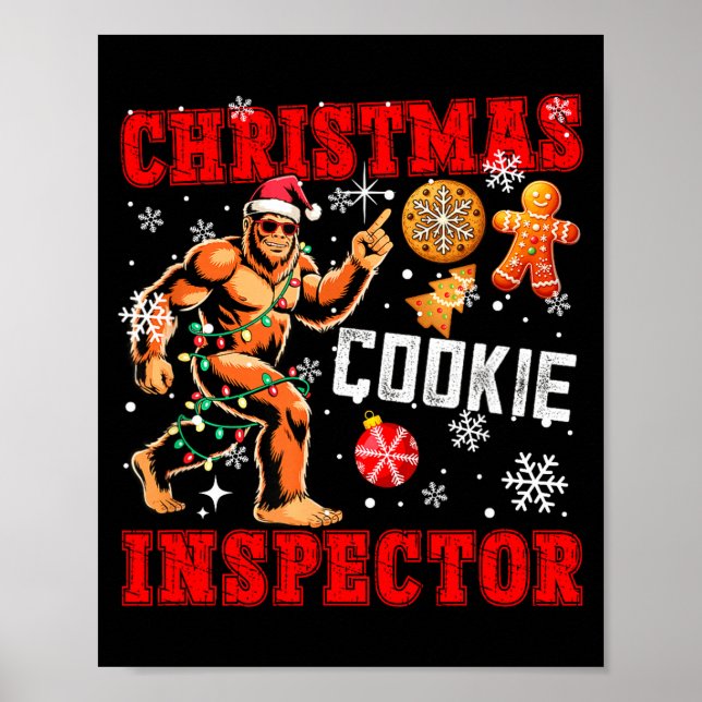 Poster Christmas Cookie Inspector Xmas Santa Bigfoot Funn (Frente)
