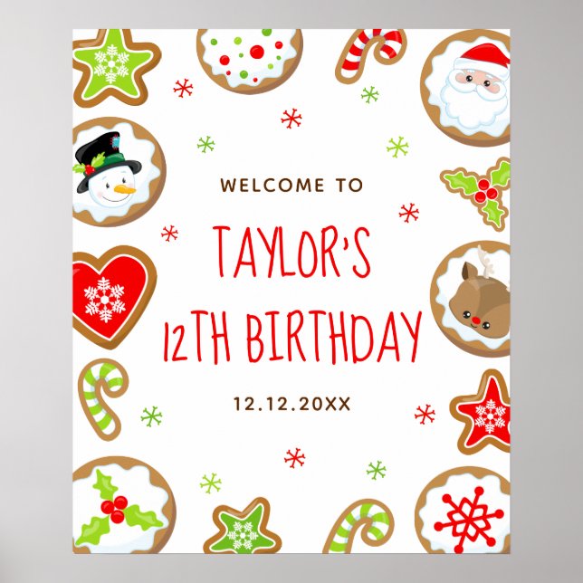Poster Christmas Cookies Birthday Red Green Welcome Sign (Frente)
